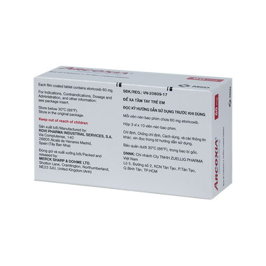 Thuốc Arcoxia 60mg MSD điều trị viêm khớp thống phong (3 vỉ x 10 viên)