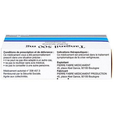 Thuốc Tanganil 500mg Pierre Fabre hỗ trợ điều trị cơn chóng mặt (3 vỉ x 10 viên)
