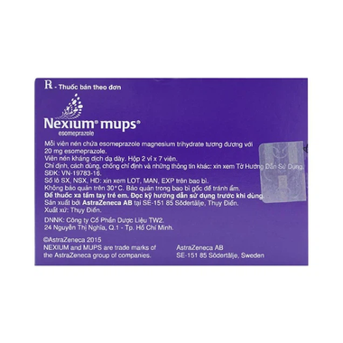 Thuốc Nexium Mups 20mg trị trào ngược dạ dày, thực quản (2 vỉ x 7 viên)