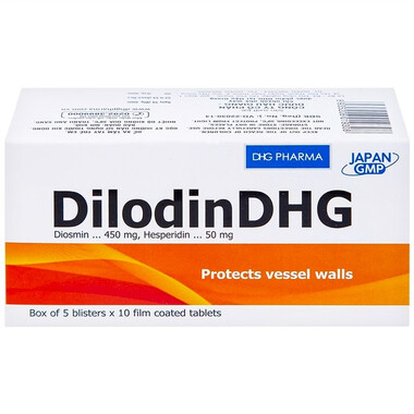 Thuốc Dilodin hỗ trợ điều trị bệnh trĩ cấp và mạn tính (5 vỉ x 10 viên)