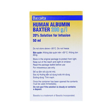 Thuốc tiêm Human Albumin 200g/l 20% phục hồi và duy trì thể tích máu (50ml)