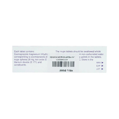 Thuốc Nexium Mups 20mg trị trào ngược dạ dày, thực quản (2 vỉ x 7 viên)