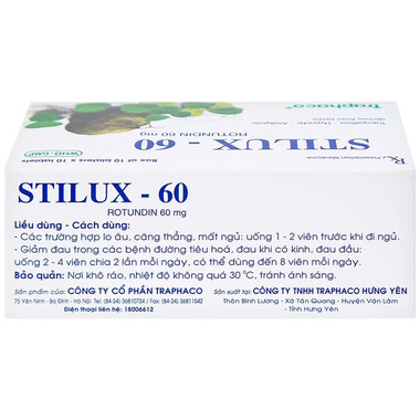 Thuốc Stilux-60 giúp an thần, gây ngủ, giảm đau (10 vỉ x 10 viên)
