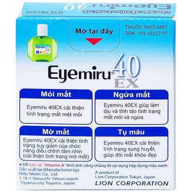 Thuốc nhỏ mắt Eyemiru 40 EX bảo vệ mắt, tránh cận thị, viễn thị (chai 15ml)