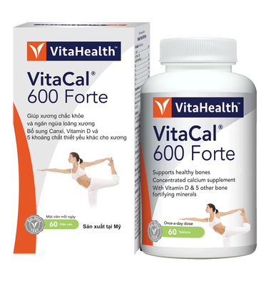 Viên uống Vitacal 600 Forte VitaHealth hỗ trợ hệ xương và răng chắc khỏe (60 viên)