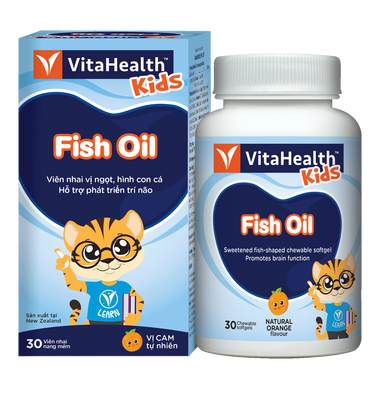 Thực phẩm bảo vệ sức khỏe VitaHealth Kids Fish Oil hỗ trợ bổ sung DHA cho trẻ em (30 viên)