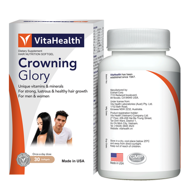 Thực phẩm bảo vệ sức khỏe VitaHealth Crowning Glory giúp tóc bóng mượt và chắc khỏe (30 viên)