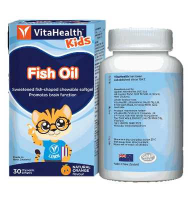 Viên nhai bổ sung dầu cá  Kids Fish Oil VitaHealth 30 viên