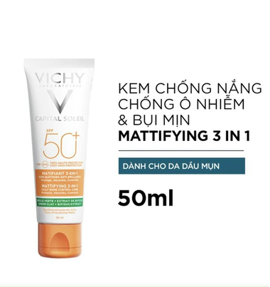 Kem chống nắng kiềm dầu Vichy Capital Soleil Mattifying 3in1 SPF50 (50ml)