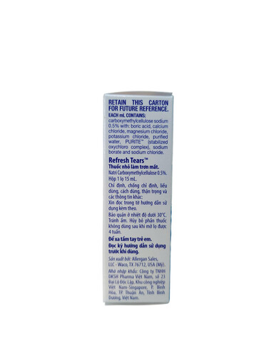 Thuốc nhỏ mắt Refresh Tears hỗ trợ làm dịu nhất thời cảm giác nóng rát, khó chịu (15ml)
