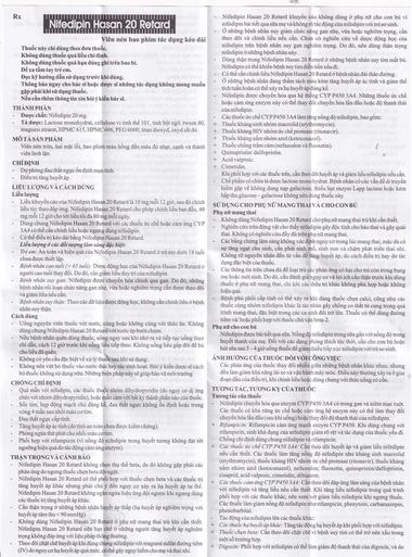 Viên nén Nifedipin Hasan 20 Retard Hasan điều trị tăng huyết áp (10 vỉ x 10 viên)