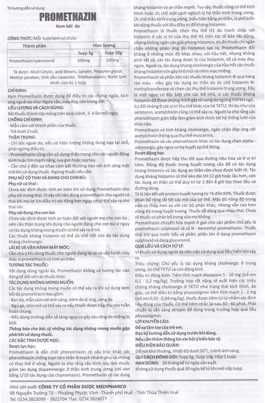 Kem bôi da Promethazin 2% điều trị ngứa sẩn, mày đay, côn trùng đốt (1 tuýp x 10g)