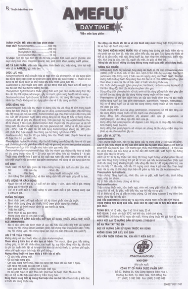 Ameflu Day Time dùng để làm giảm các triệu chứng trong cảm lạnh và cảm cúm như sốt, ho, đau họng, nhức đầu, sung huyết mũi (nghẹt mũi), làm loãng đàm (chất nhầy) và làm loãng dịch tiết phế quản giúp dễ ho hơn.