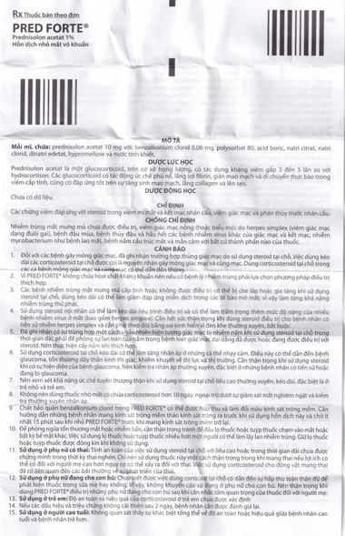 Hỗn dịch nhỏ mắt Pred Forte Allergan điều trị các chứng viêm đáp ứng với steroid (5ml)