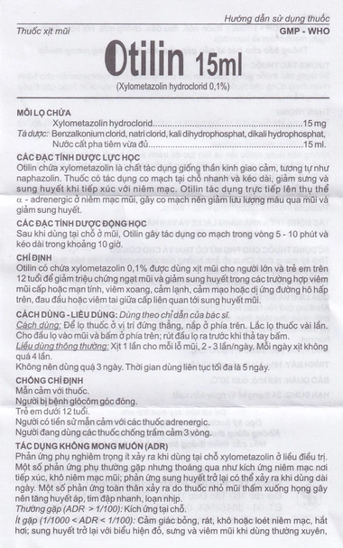 Thuốc xịt mũi Otilin 0.1% điều trị ngạt mũi, viêm xoang (15ml)