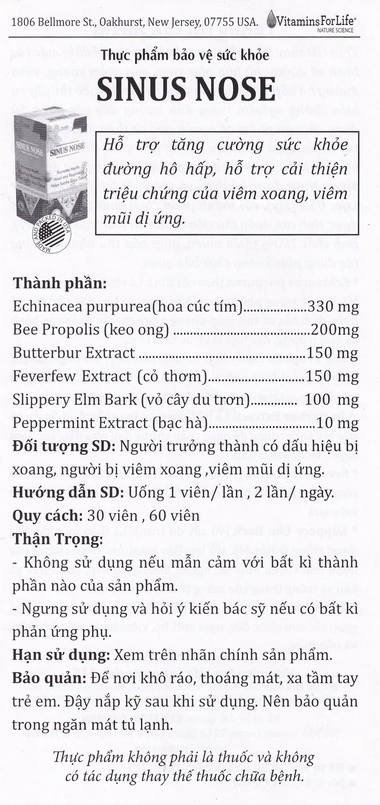 Thực phẩm bảo vệ sức khỏe SINUS NOSE