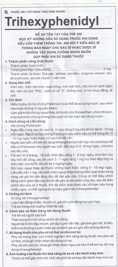Thuốc Trihexyphenidyl Pharmedic điều trị phụ trợ hội chứng Parkinson (5 vỉ x 20 viên)