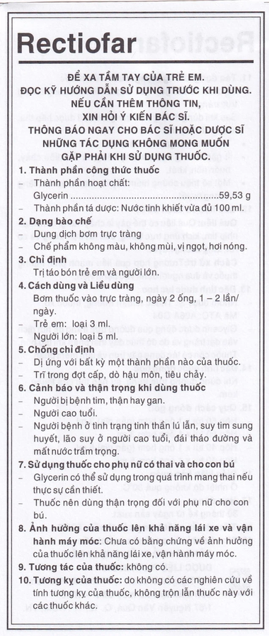 Thuốc Rectiofar hỗ trợ điều trị táo bón ở người lớn (40 ống x 5ml)