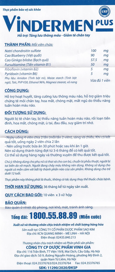 Thực phẩm bảo vệ sức khỏe Vindermen Plus (30 viên)