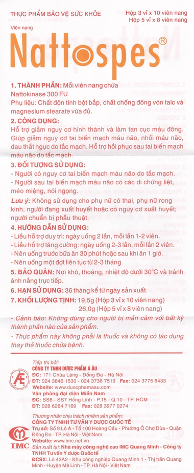 Thực phẩm bảo vệ sức khỏe Nattospes (30 viên)