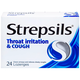 Viên ngậm Strepsils Throat Irritation &amp; Cough Reckitt Benckiser giúp làm sạch đường thở và kiểm soát ho (2 vỉ x 12 viên)