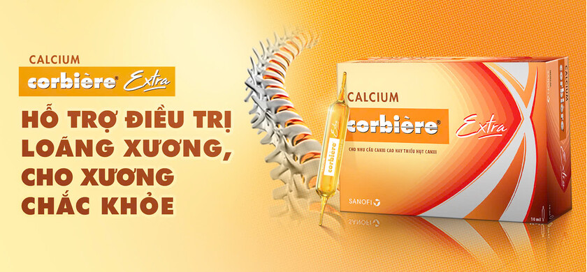 Dung dịch uống Calcium Corbière Extra trị loãng xương, còi xương (30 ống x 10ml)