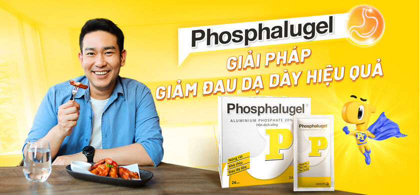 Thuốc Phosphalugel giảm độ axit của dạ dày (26 gói x 20g)
